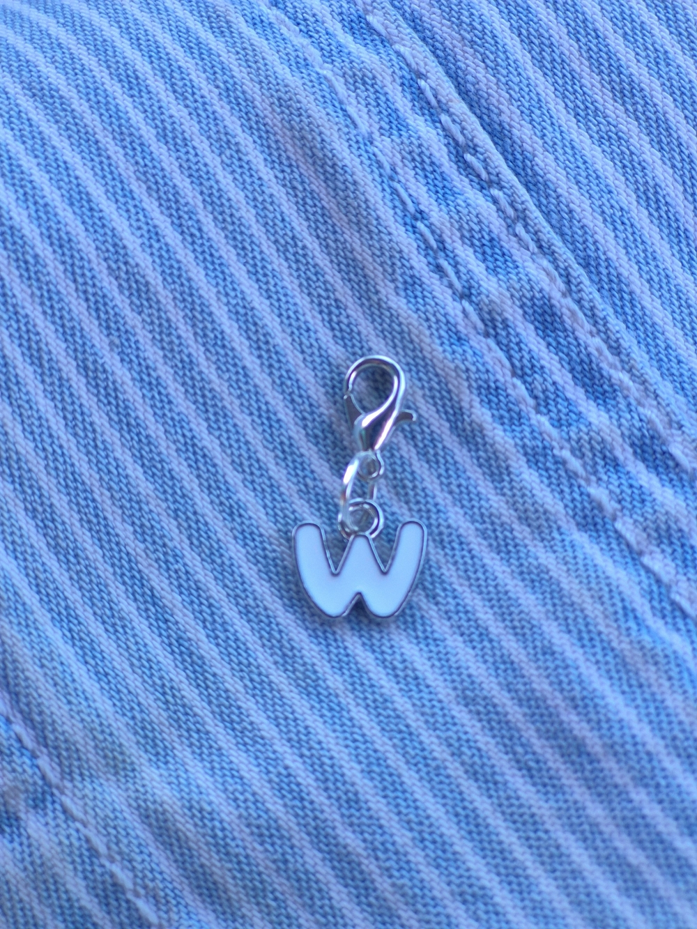 Initial Zipper Charm | Letter W, Silver Mini Clasp Bag Shoe Laces Key Accessory